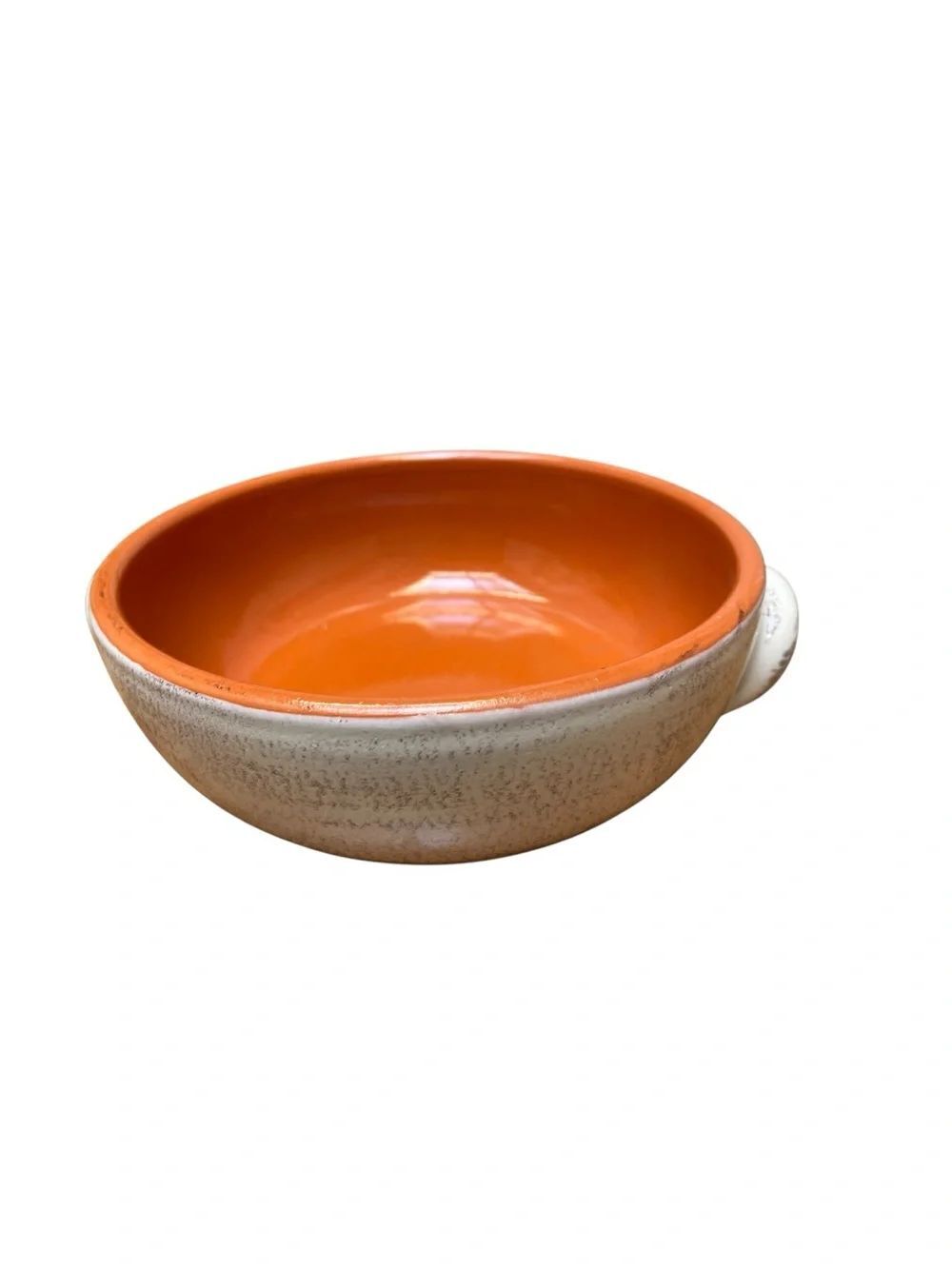 Fade Silva Italy Stoneware Soup Bowl Orange Rustic Farmhouse Handled Bowl